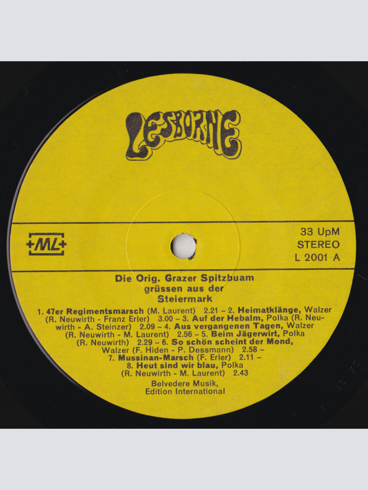 Vinyl / Die Orig. Grazer Spitzbuam* Ltg.: Rudi Neuwirth (2) - Grüsse Aus Der Steiermark