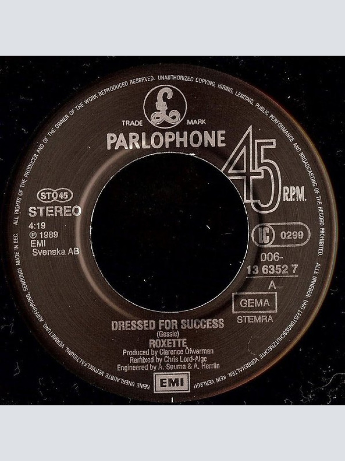 Vinyl / Roxette - Dressed For Success