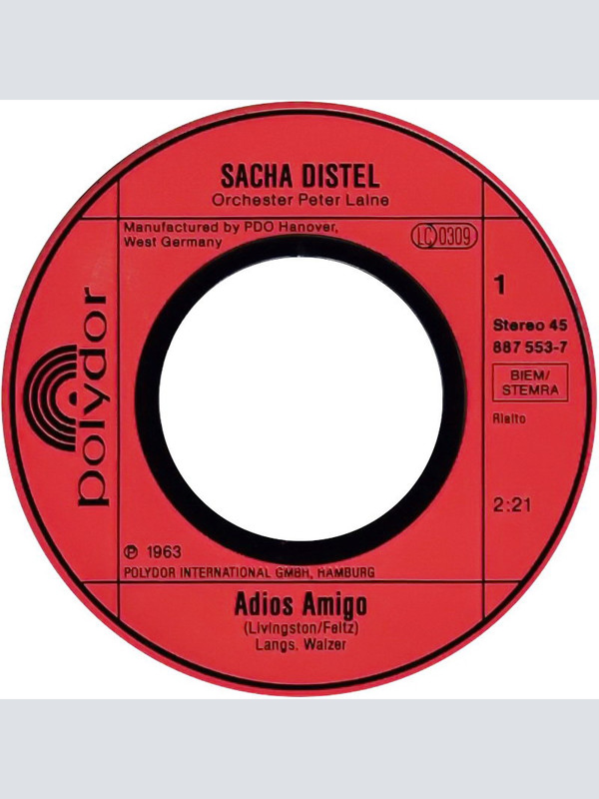 Vinyl / Sacha Distel - Adios Amigo