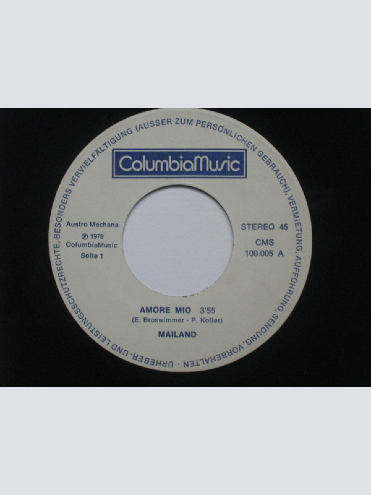 Vinyl / Mailand - Amore Mio / Millionär