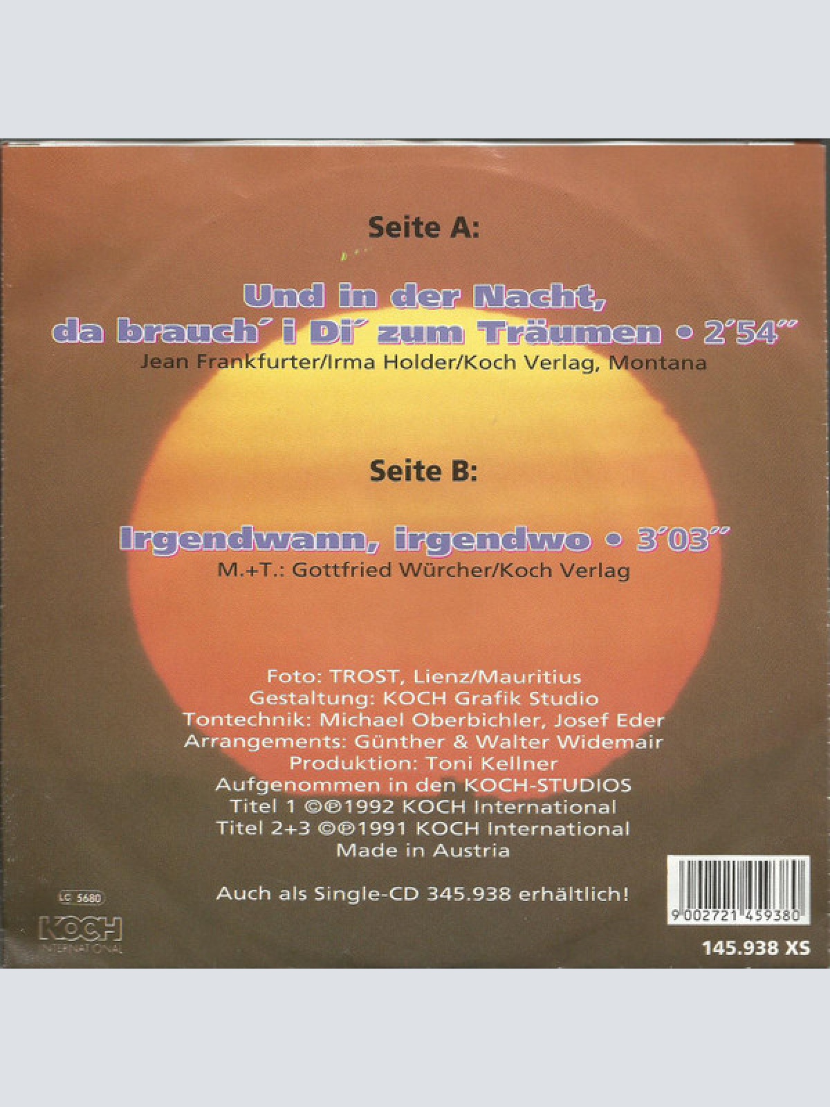 Vinyl / Nockalm Quintett - Und In Der Nacht, Da Brauch' I Di' Zum Träumen