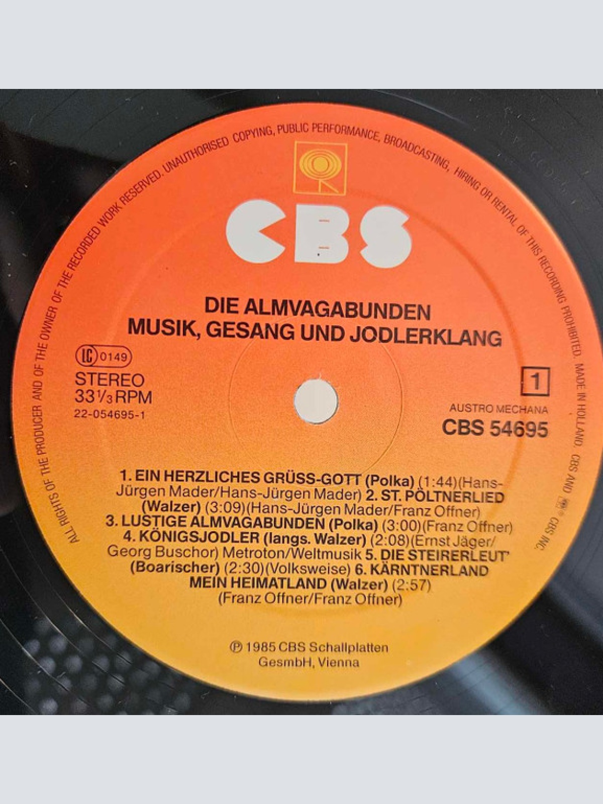Vinyl / "Die Almvagabunden" Franz & Hans* - Musik, Gesang Und Jodlerklang