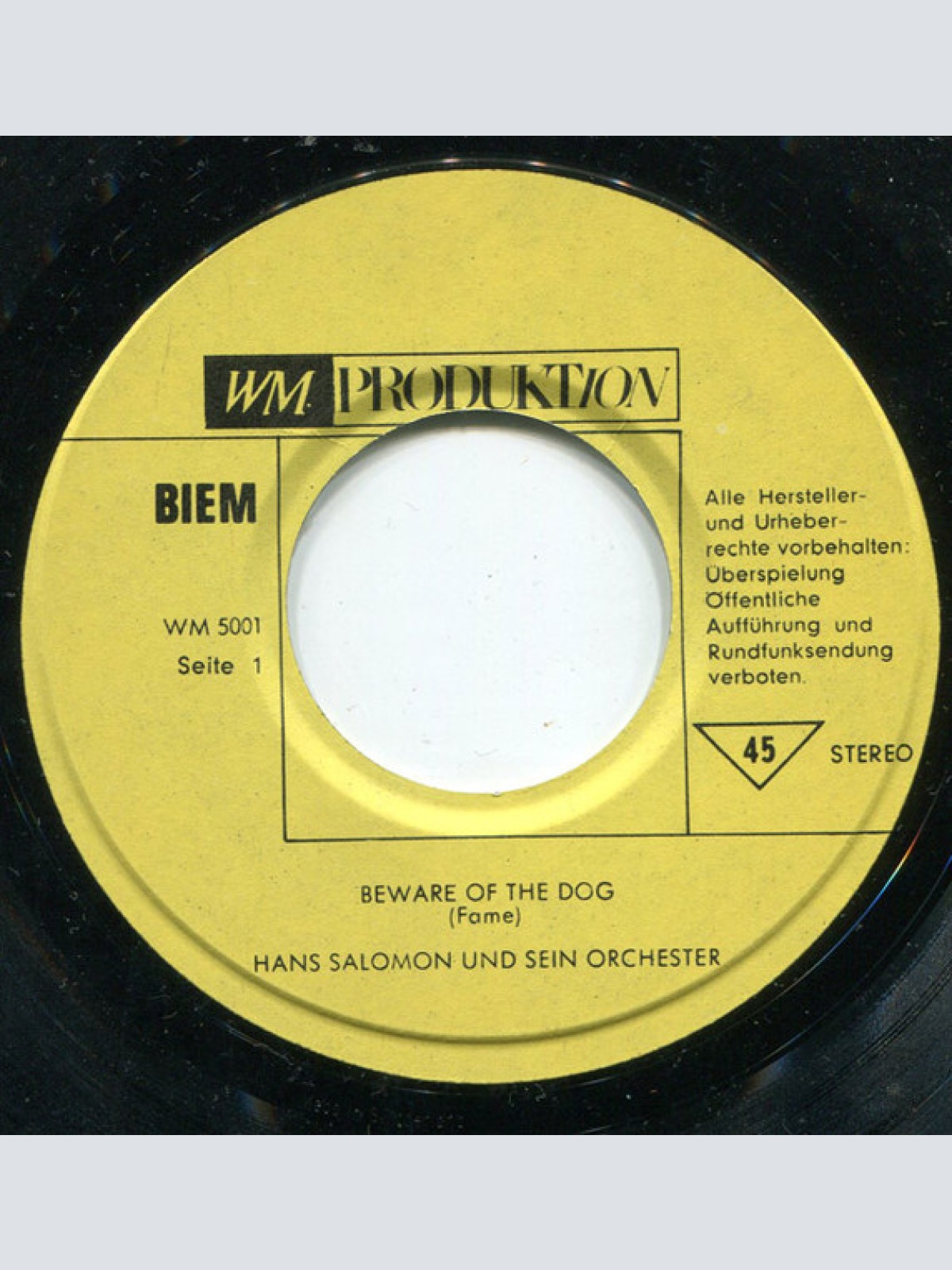 Vinyl / Hans Salomon Und Sein Orchester - Beware Of The Dog / Michoui