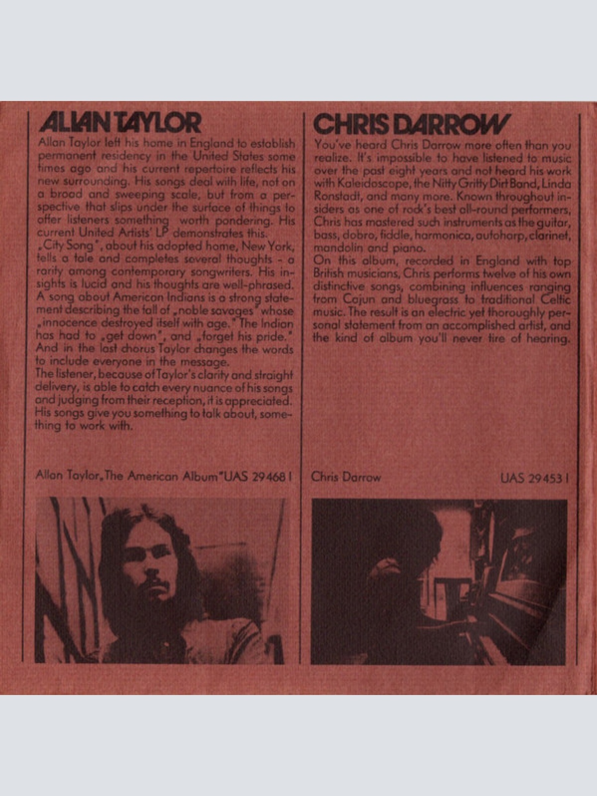 Vinyl / Allan Taylor, Chris Darrow, Gordon Lightfoot, George Gerdes - UA Miniatur Album