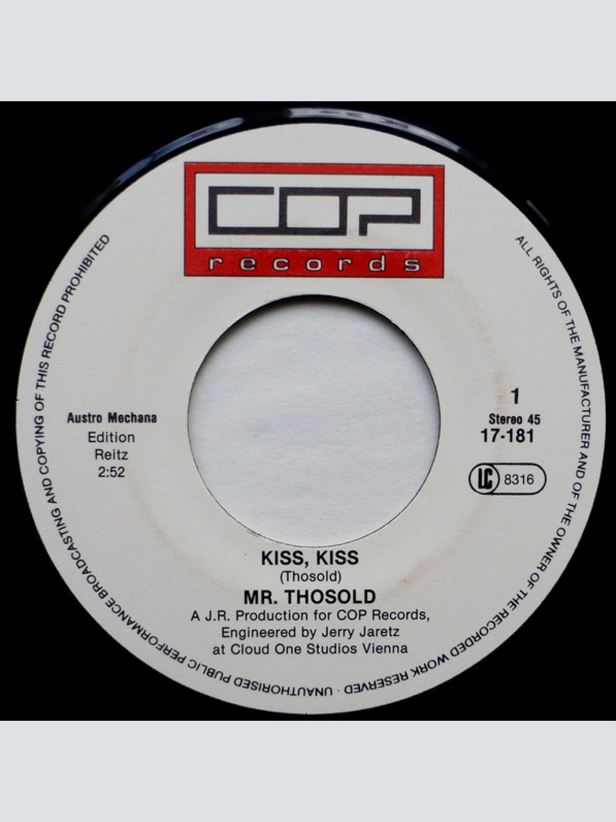 Vinyl / Mr. Thosold - Kiss, Kiss