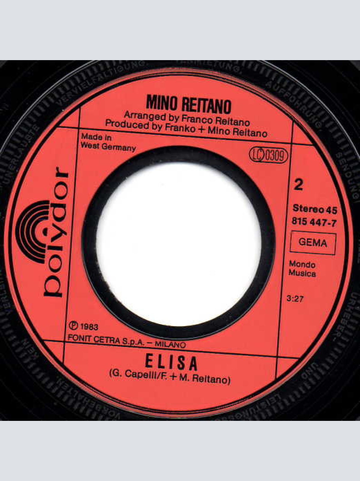 Vinyl / Mino Reitano - Innamorarsi E' Stato Facile