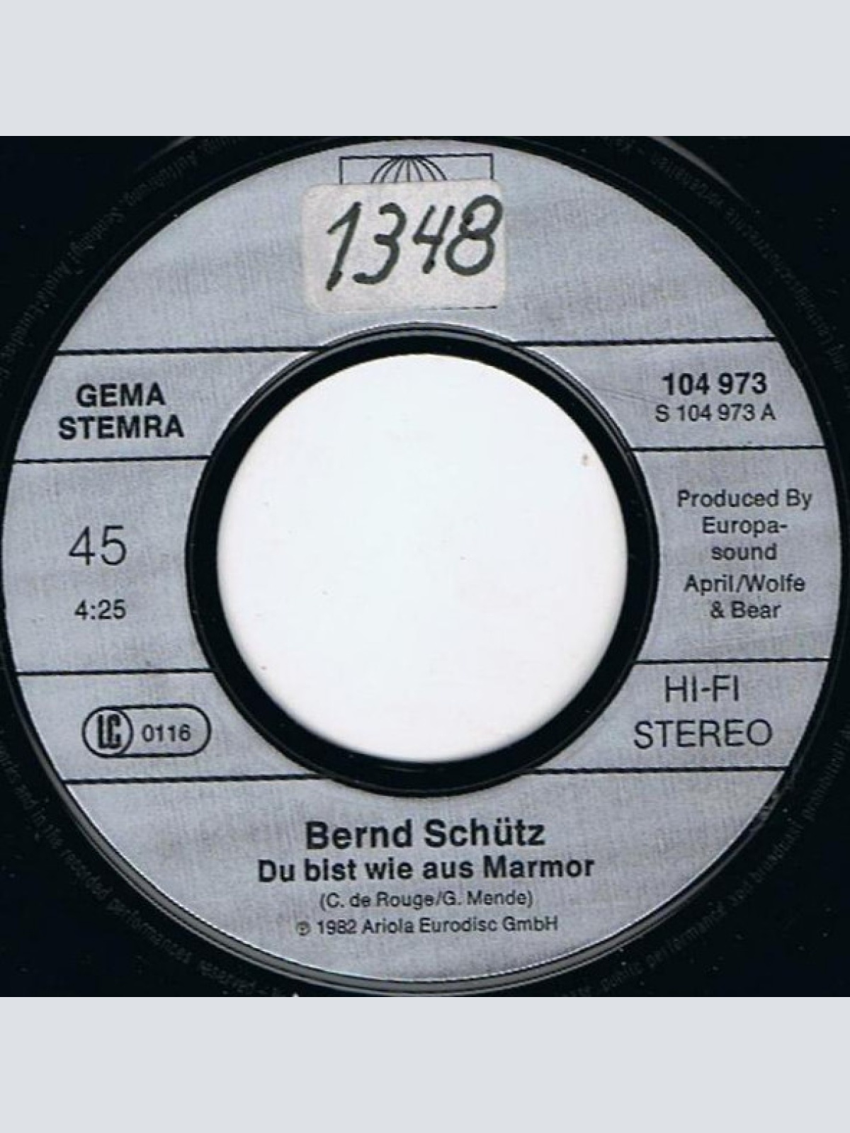 Vinyl / Bernd Schütz - Du Bist Wie Aus Marmor (Wir Haben Gesiegt)