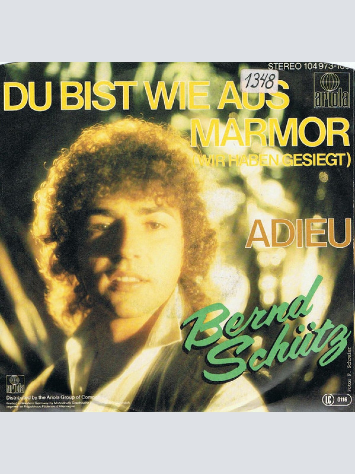 Vinyl / Bernd Schütz - Du Bist Wie Aus Marmor (Wir Haben Gesiegt)