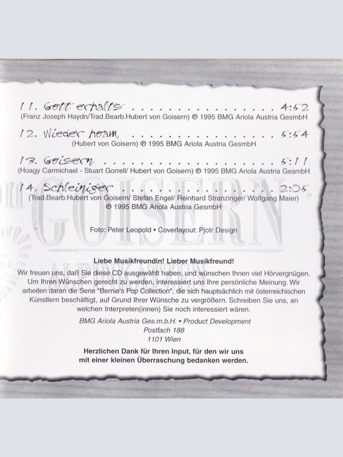 CD / Hubert von Goisern Und Die Alpinkatzen* - Bernie's Pop Collection