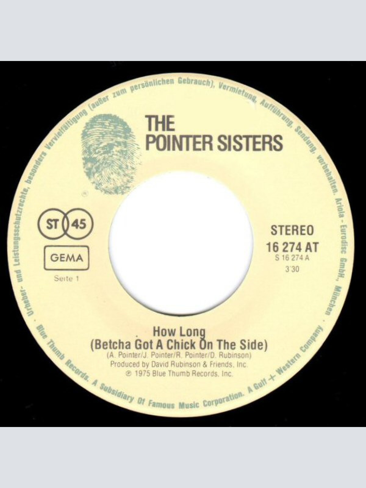 Vinyl / Pointer Sisters - How Long (Betcha' Got A Chick On The Side)