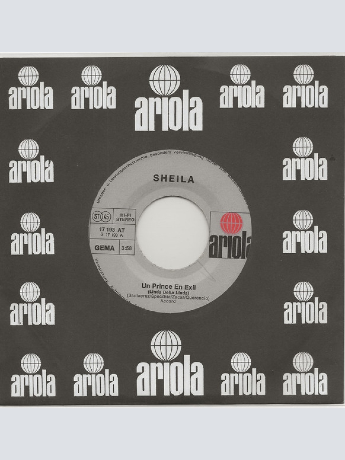 Vinyl / Sheila (5) - Un Prince En Exil