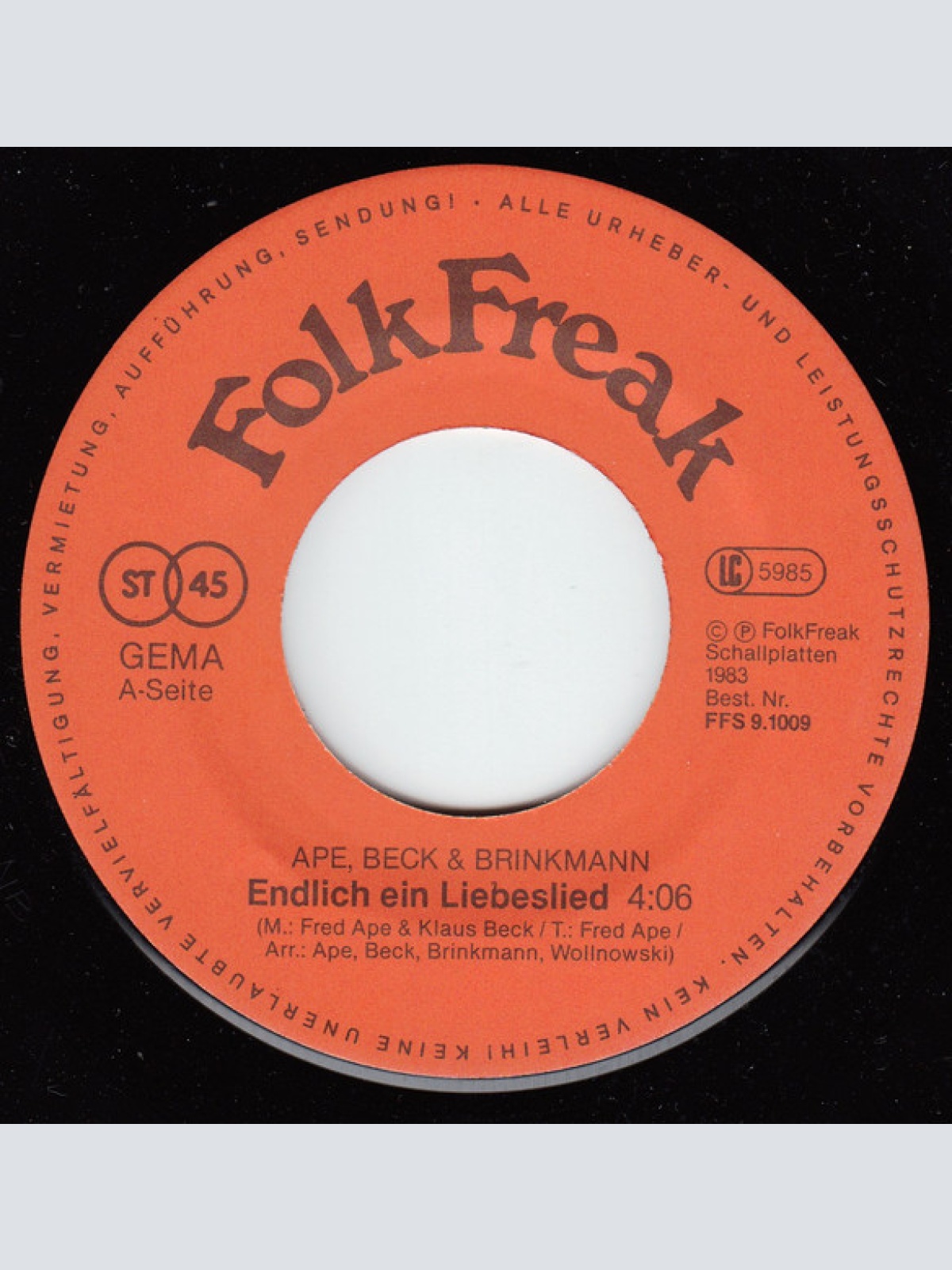 Vinyl / Ape, Beck & Brinkmann - Endlich Ein Liebeslied / Regenbogenland