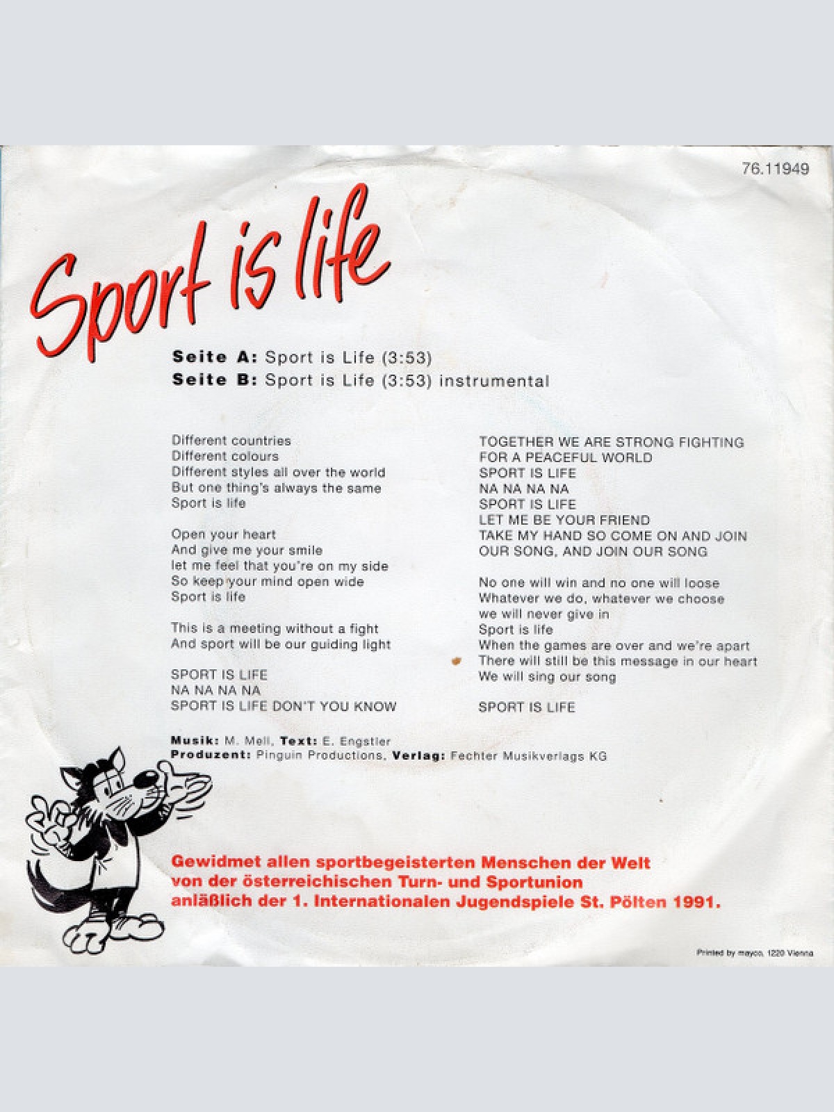 Vinyl / Lizzi* And The Union Singers (2) - Sport Is Life