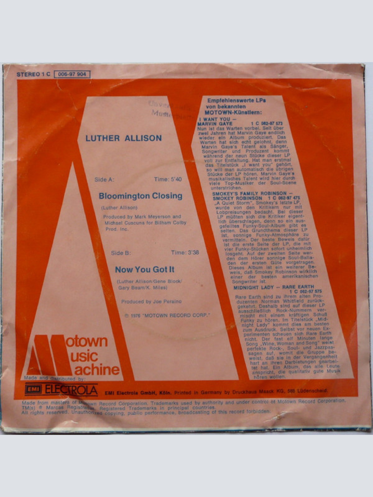 Vinyl / Luther Allison - Bloomington Closing