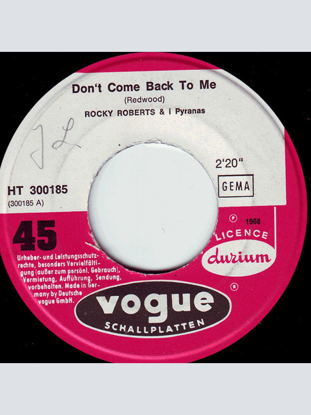 Vinyl / Rocky Roberts E I Pirañas / Rocky Roberts & The Airedales - Don't Come Back To Me / So Good