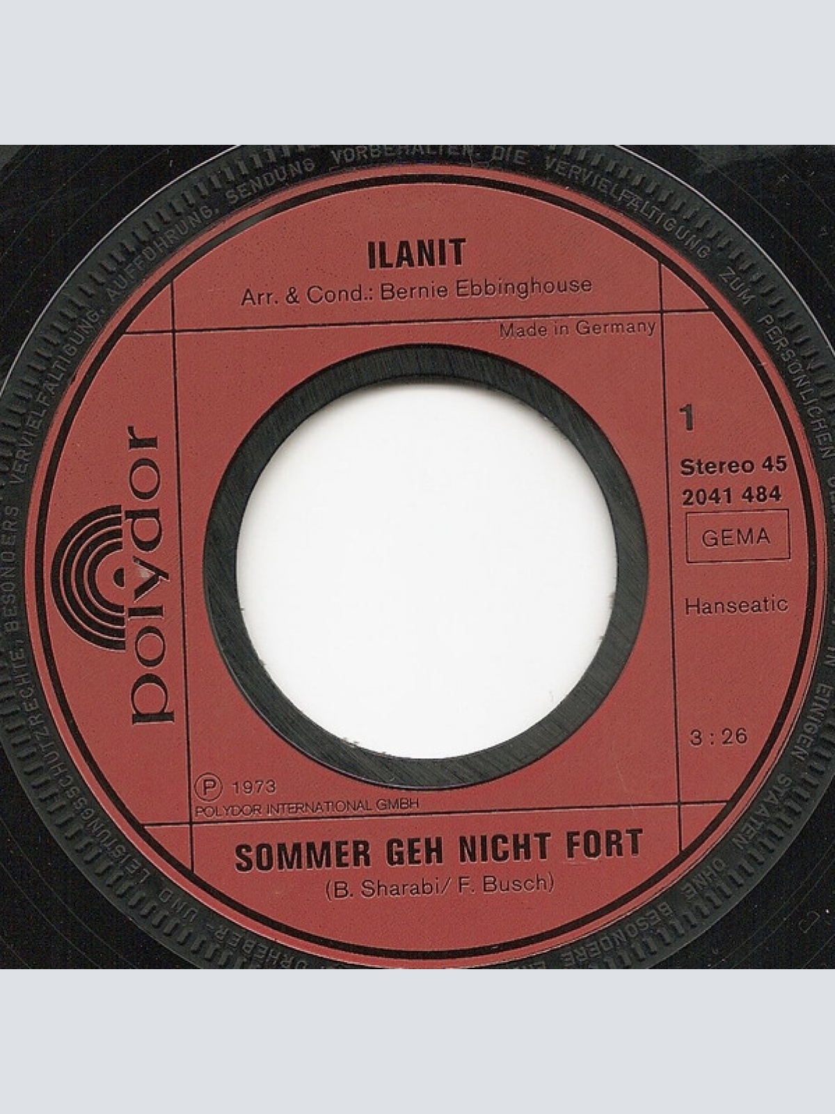 Vinyl / Ilanit - Sommer Geh Nicht Fort