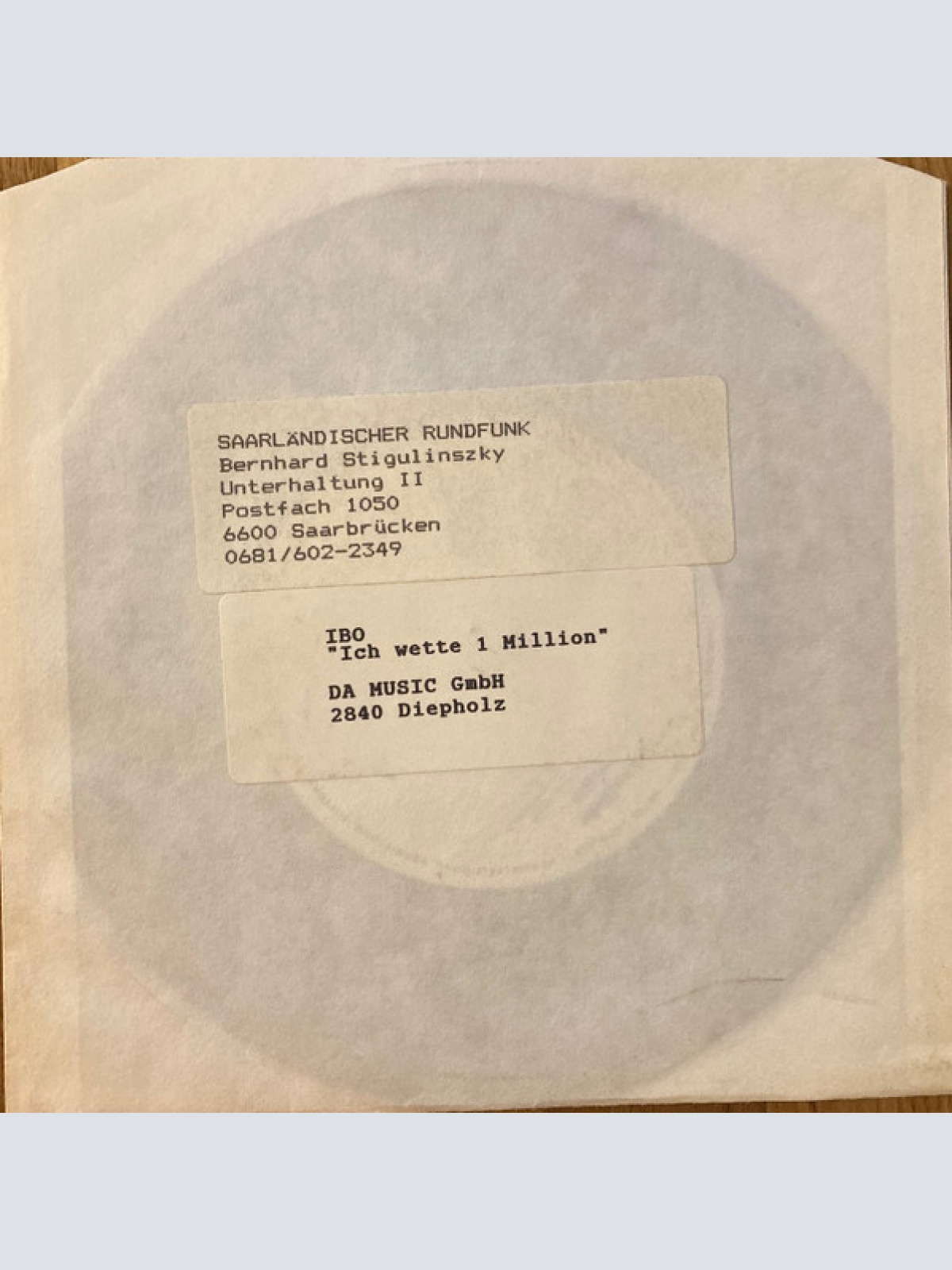 Vinyl / Ibo (2) - Ich Wette 1 Million