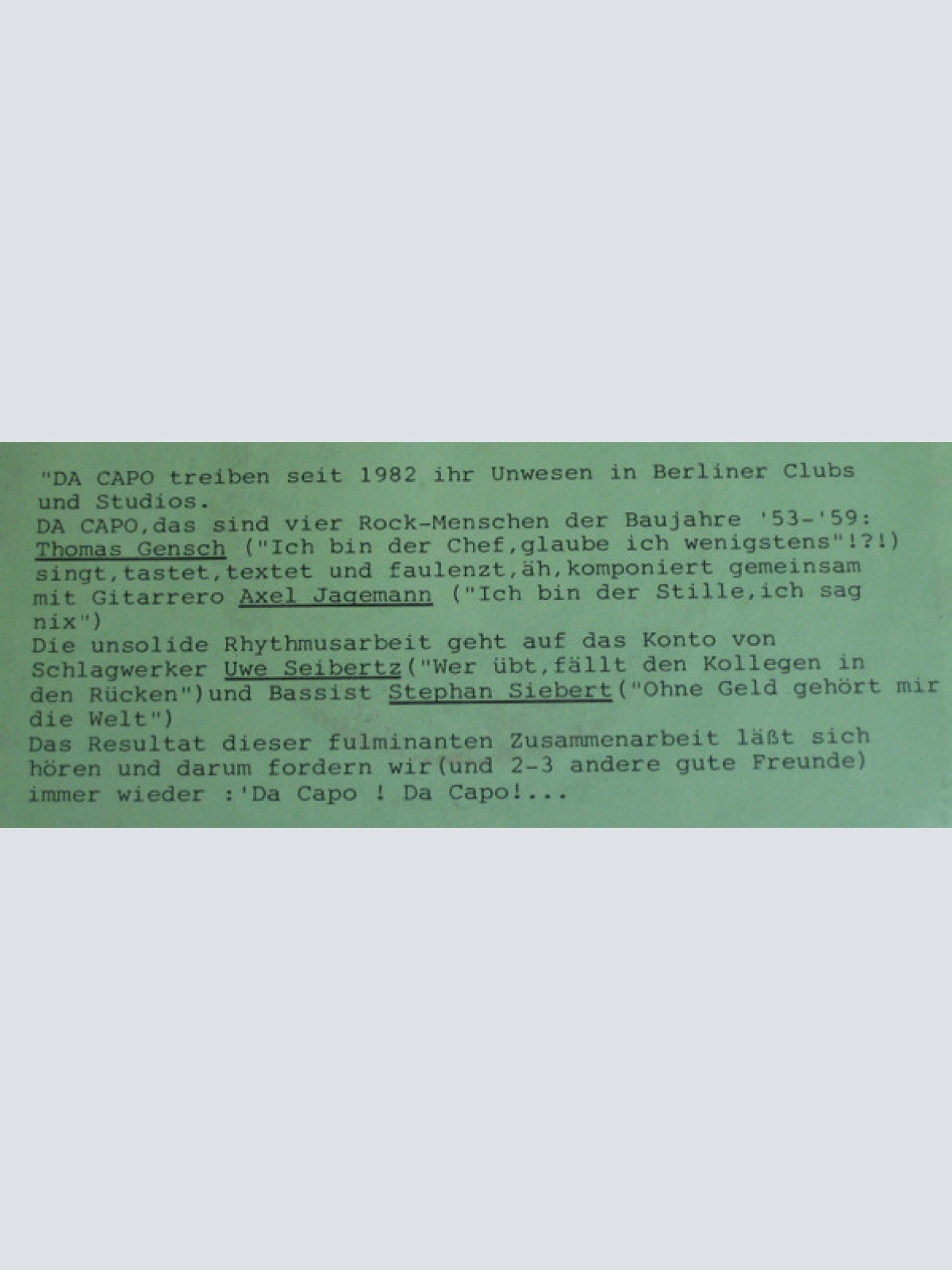 Vinyl / Da Capo (9) - Wegen Der Frauen