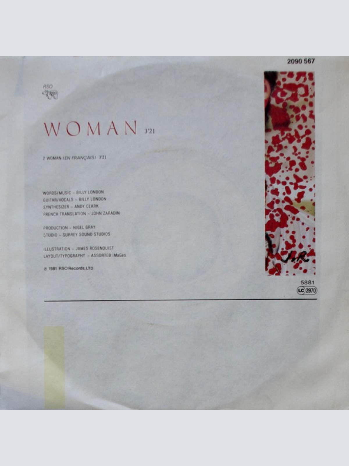 Vinyl / Billy London And Andy Clark - Woman