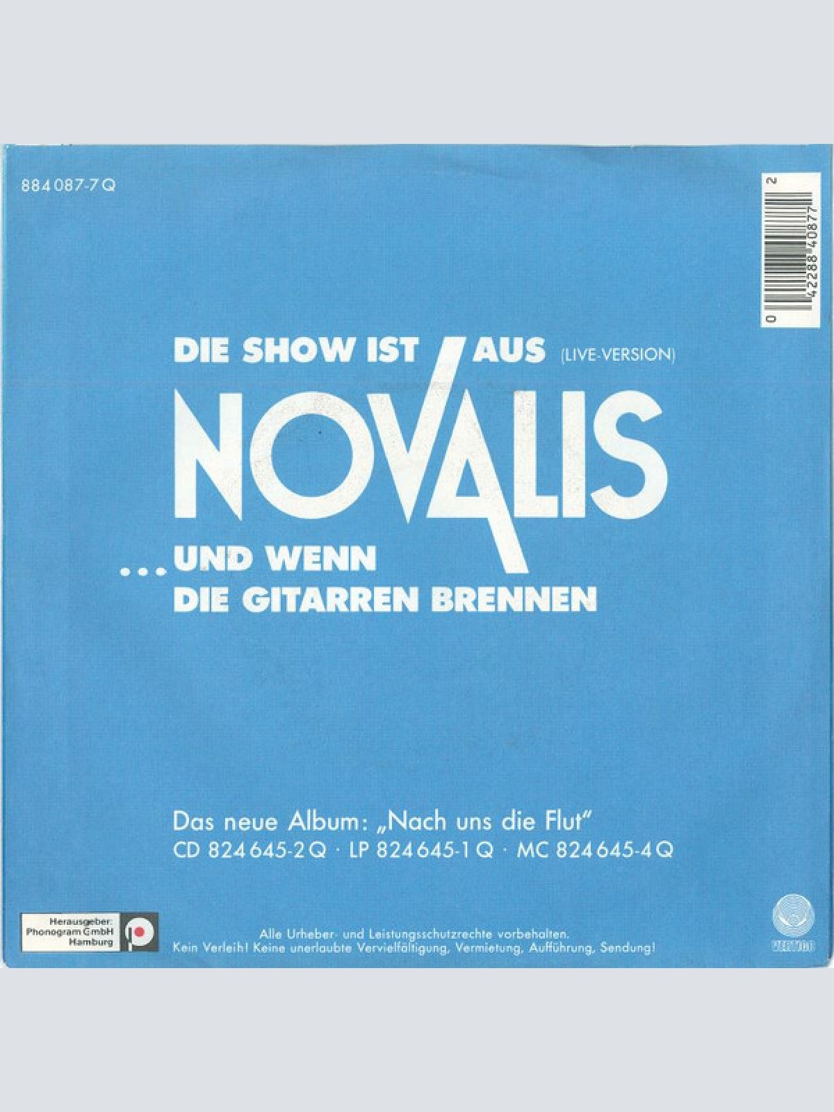 Vinyl / Novalis (3) - Die Show Ist Aus (Live-Version)