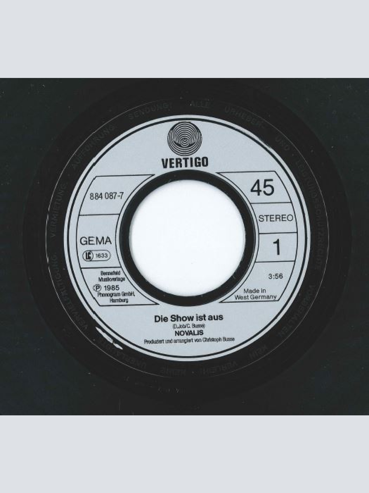 Vinyl / Novalis (3) - Die Show Ist Aus (Live-Version)