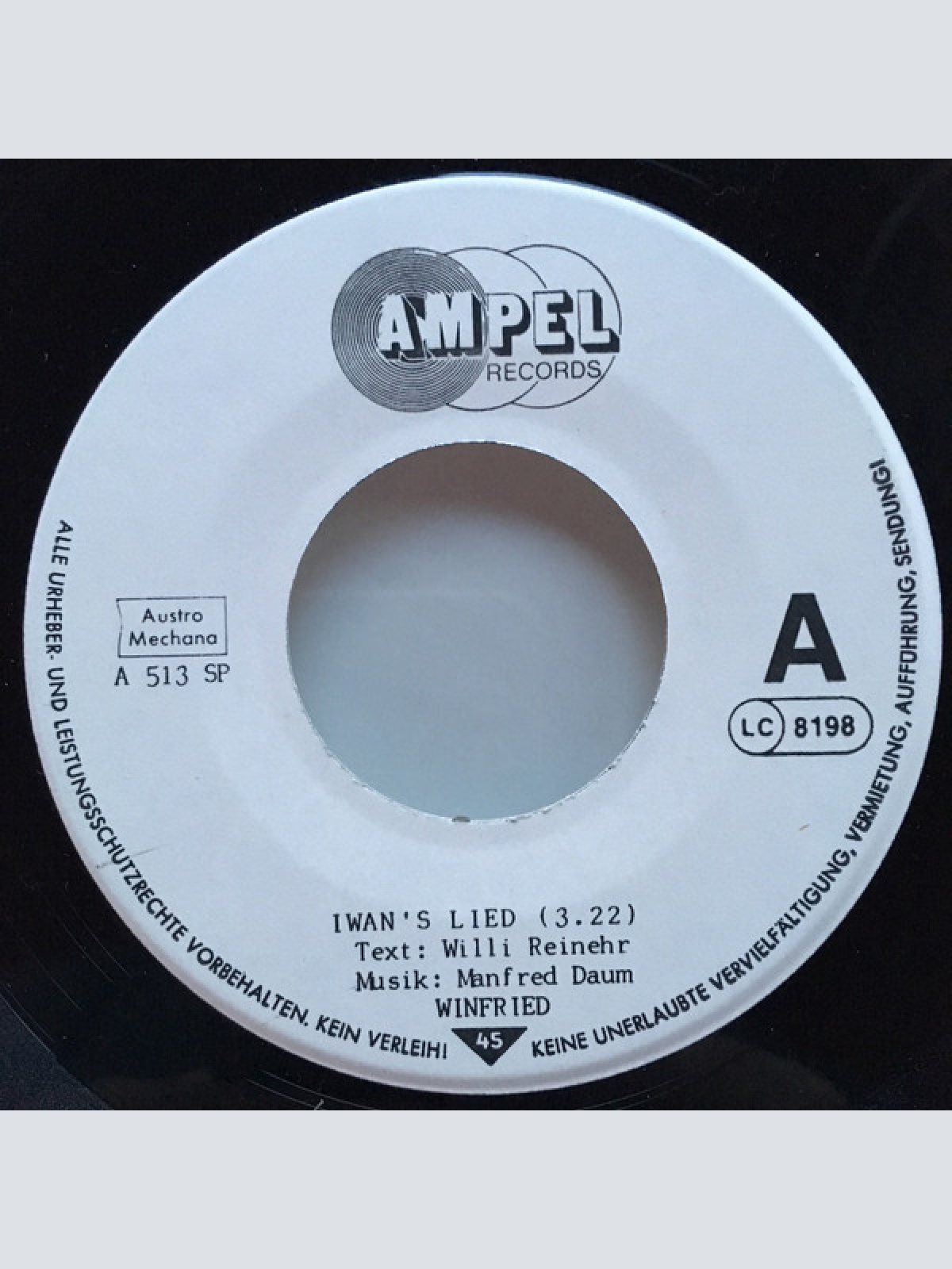 Vinyl / Winfried - Iwan's Lied / Sommerzeit Ist Vorüber