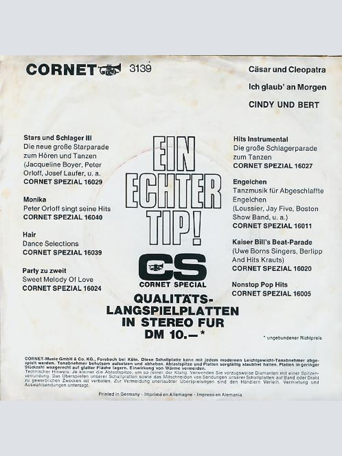 Vinyl / Cindy & Bert - Cäsar Und Cleopatra