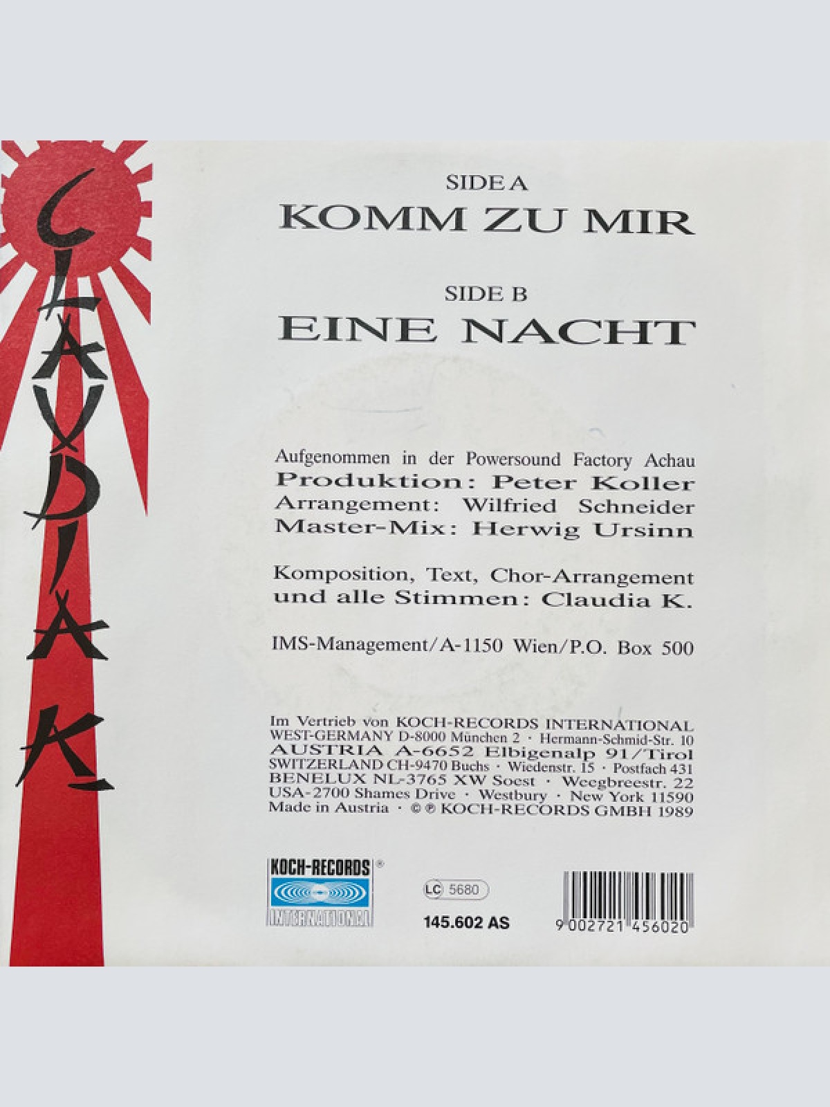 Vinyl / Claudia K. - Komm Zu Mir