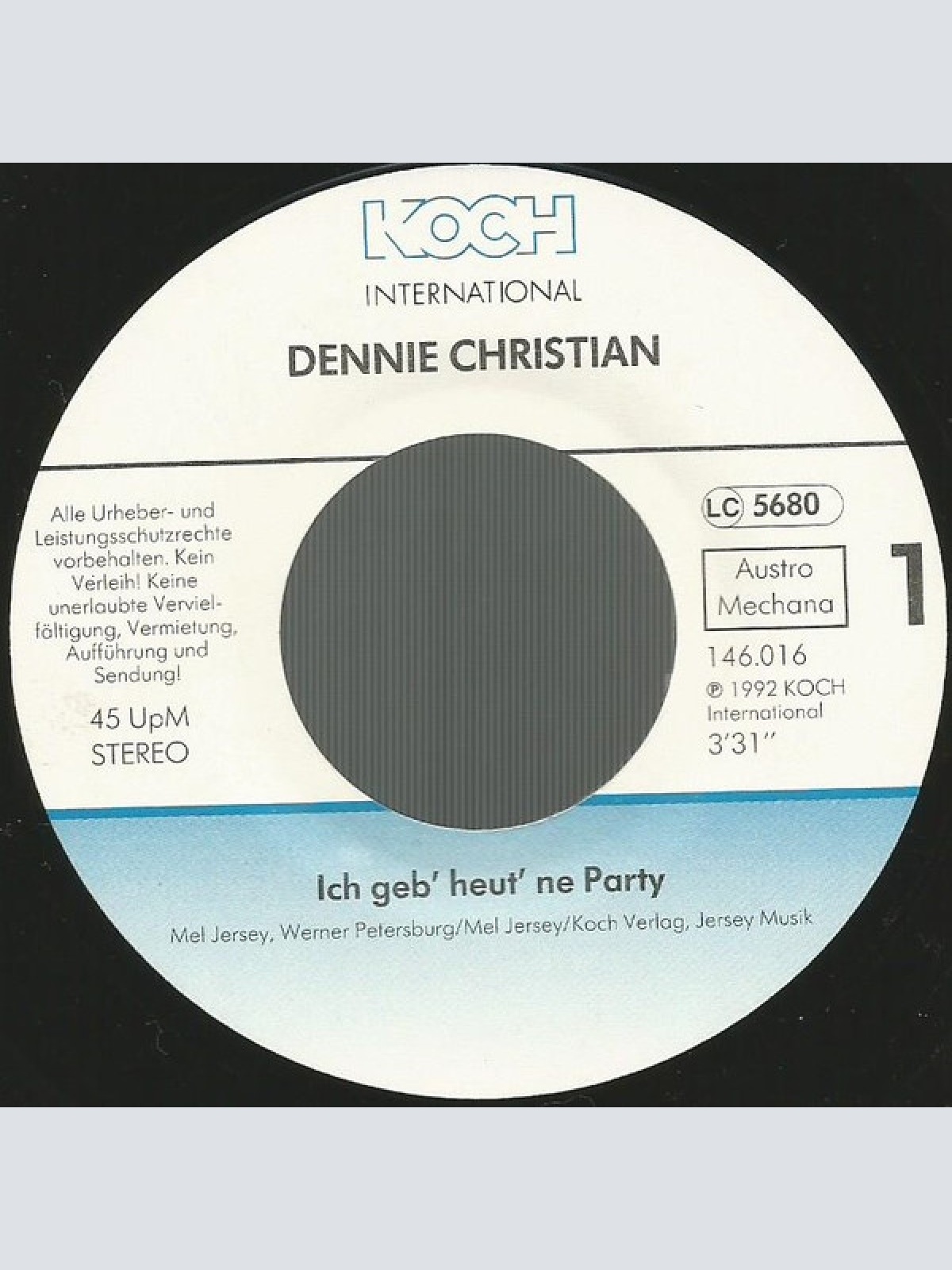 Vinyl / Dennie Christian - Ich Geb' Heut' Ne Party