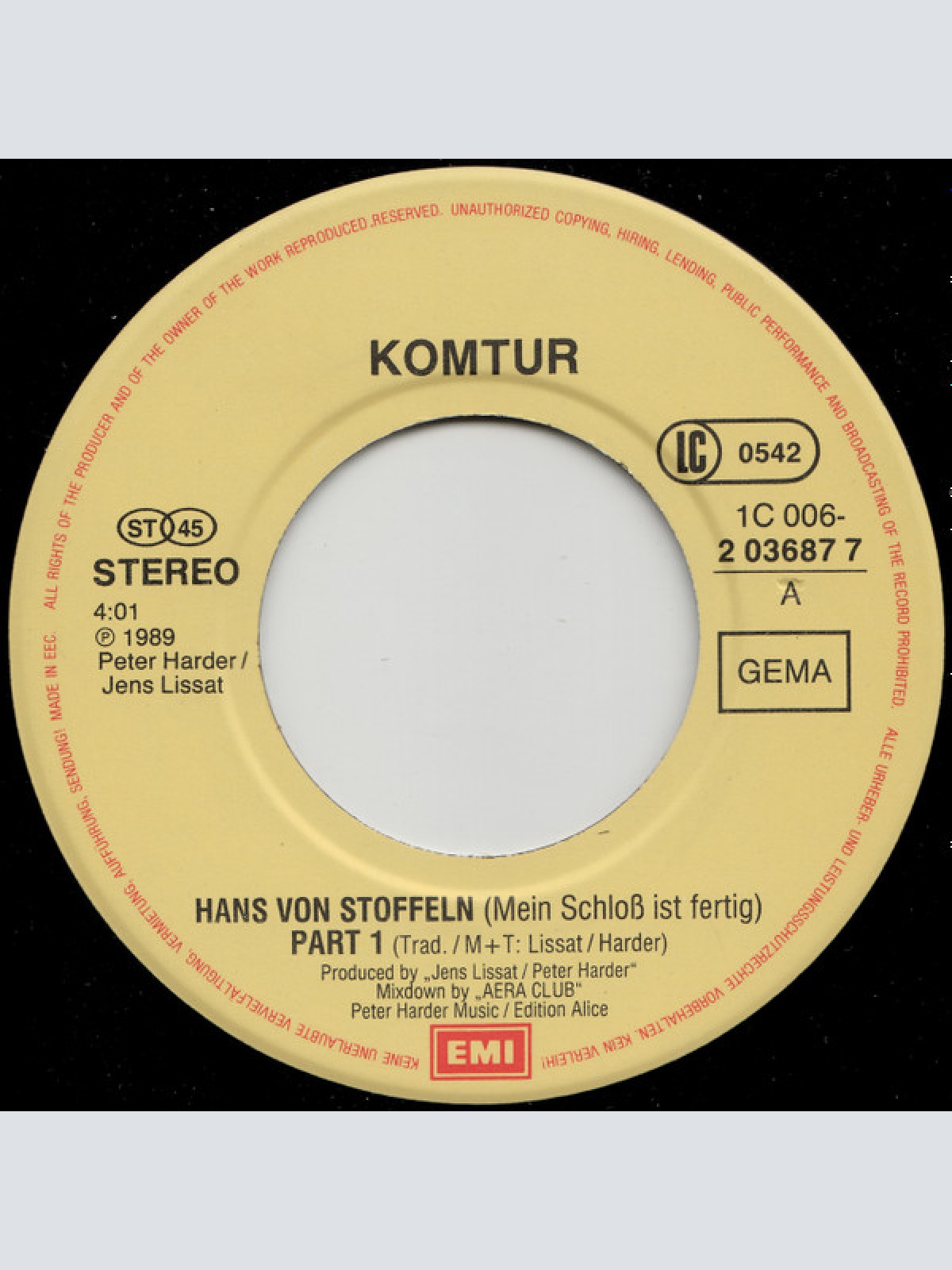 Vinyl / Komtur - Hans Von Stoffeln (Mein Schloss Ist Fertig)