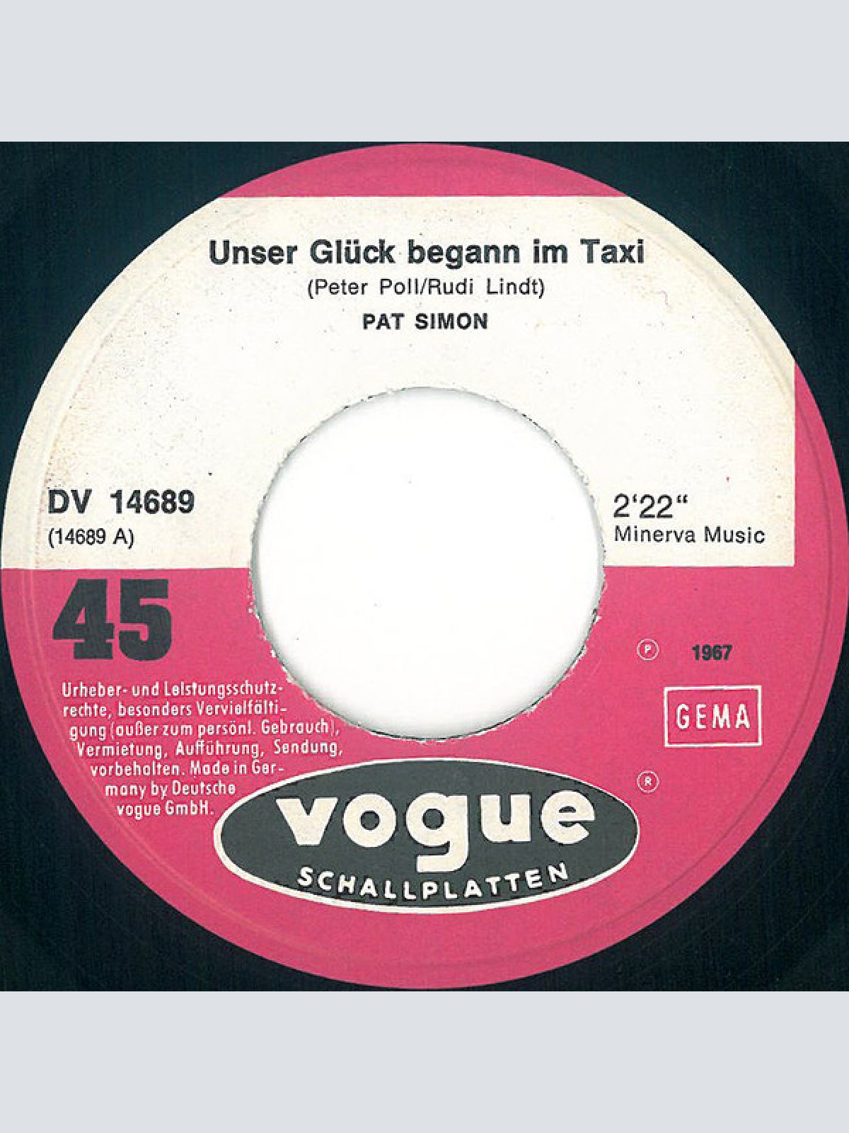 Vinyl / Pat Simon - Unser Glück Begann Im Taxi