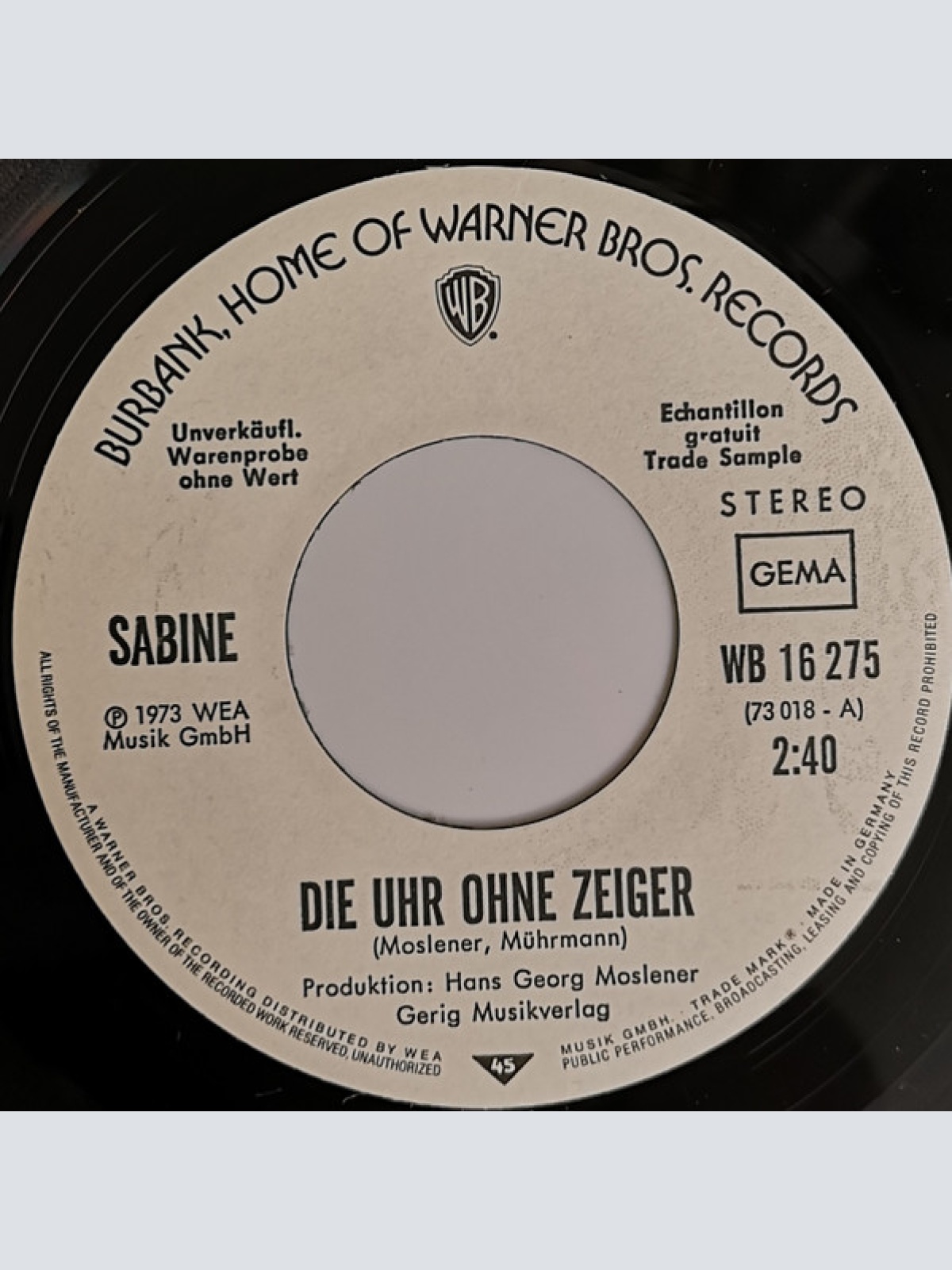 Vinyl / Sabine (30) - Die Uhr Ohne Zeiger