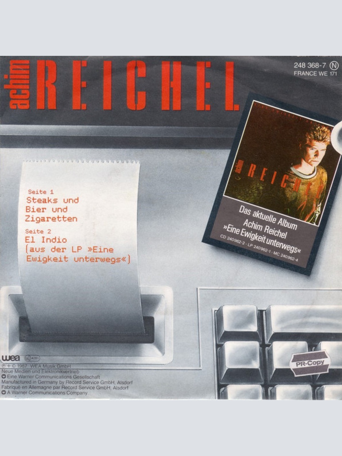 Vinyl / Achim Reichel - Steaks Und Bier Und Zigaretten