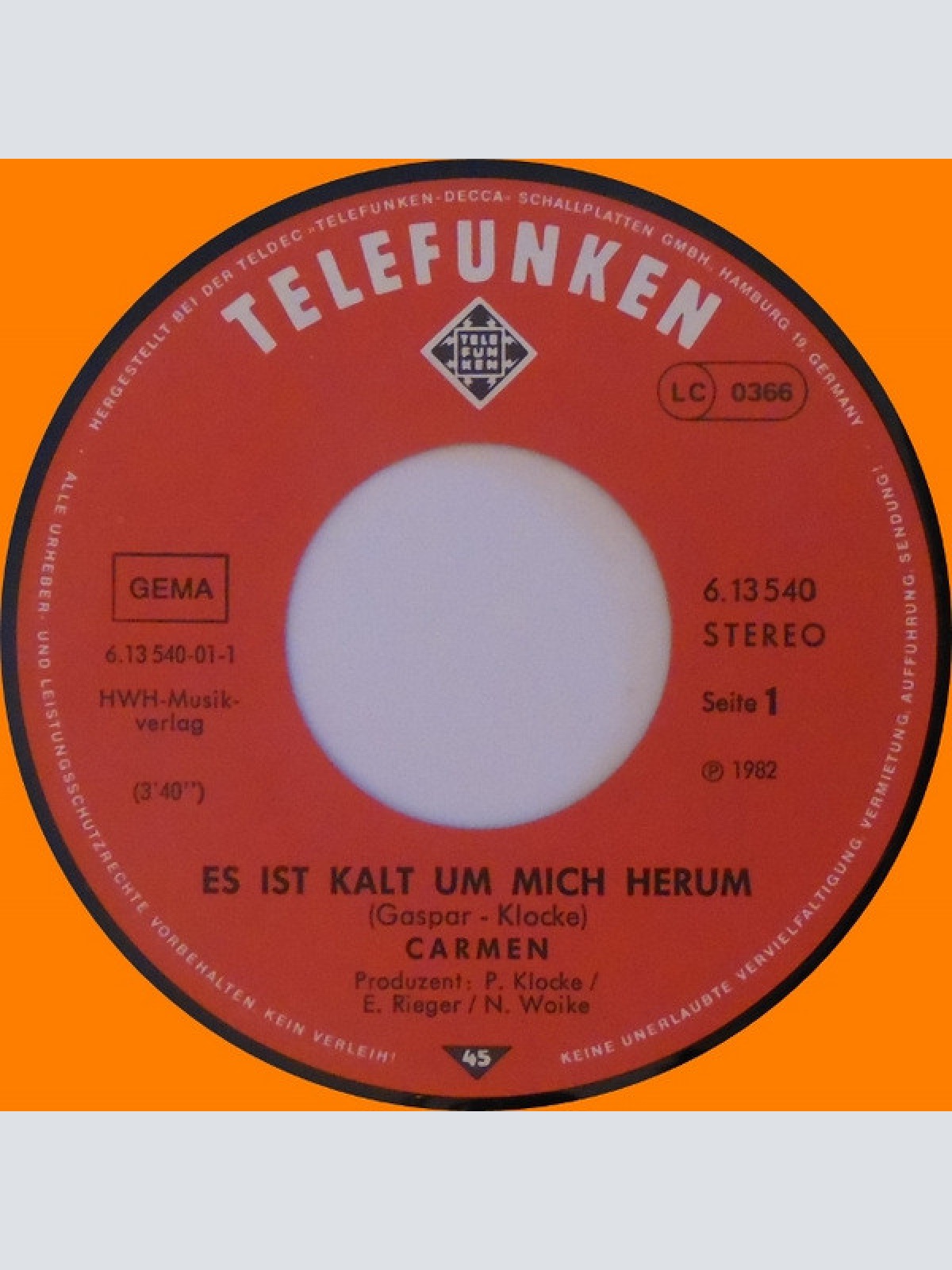 Vinyl / Carmen G.* - Es Ist Kalt