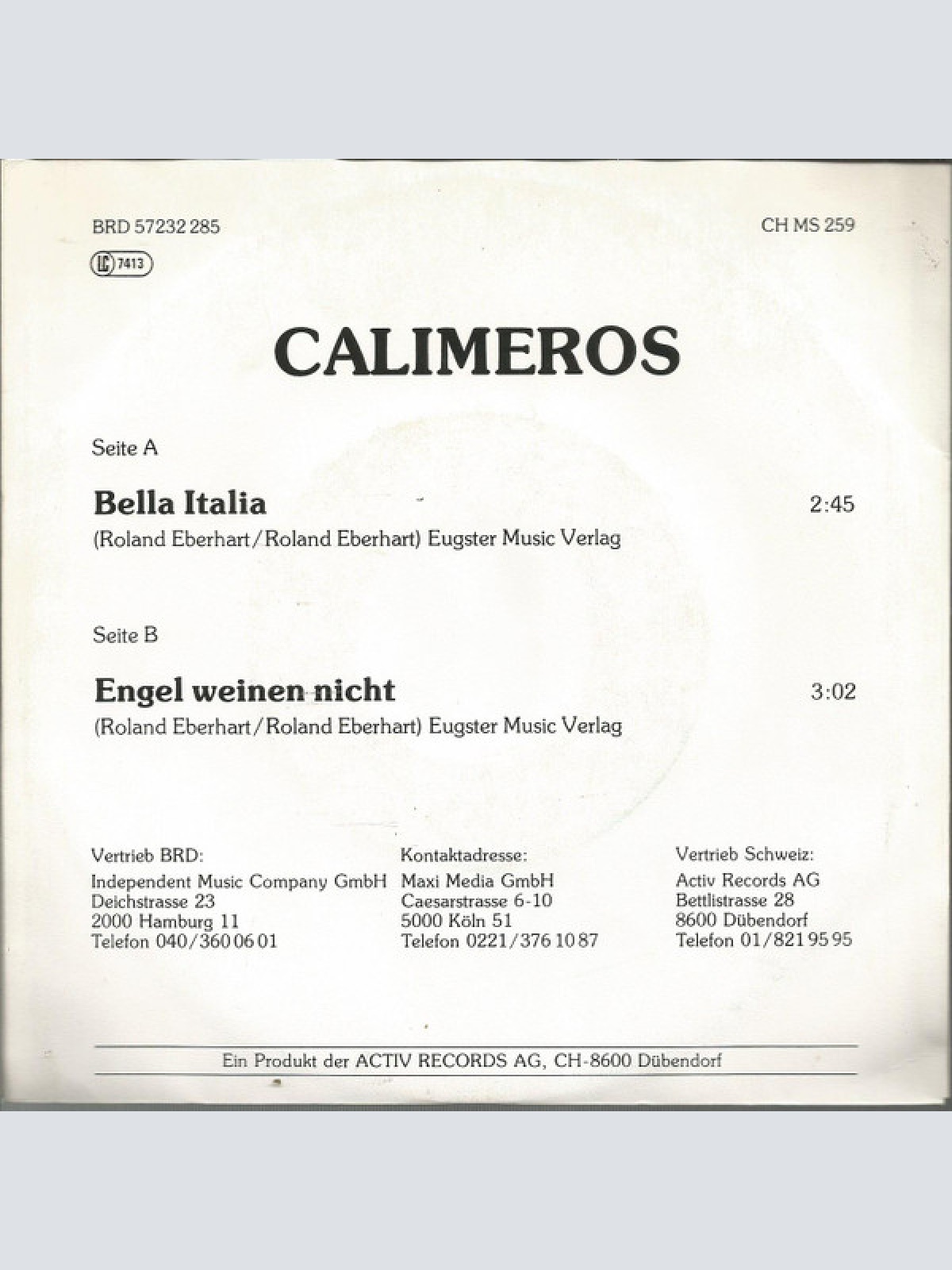 Vinyl / Calimeros - Bella Italia