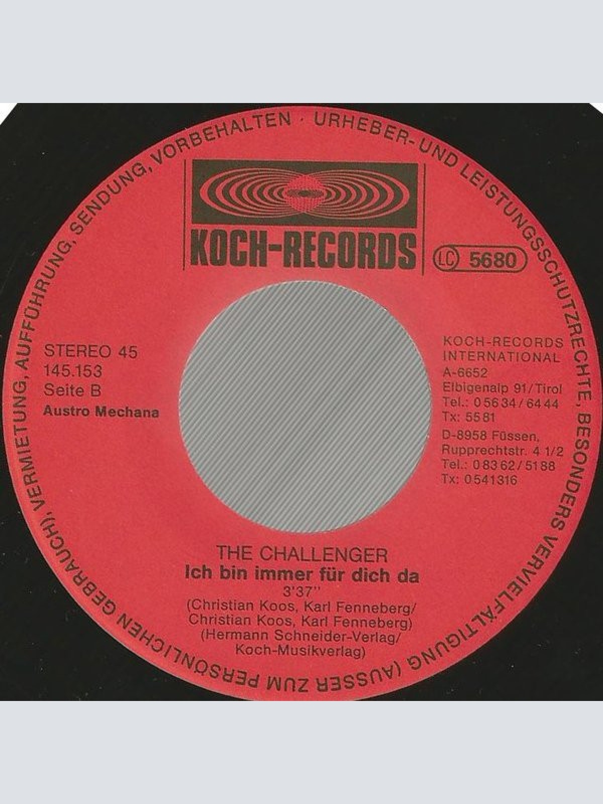 Vinyl / The Challenger (3) - I Hob' Di Zum Fressen Gern / Ich Bin Immer Für Dich Da