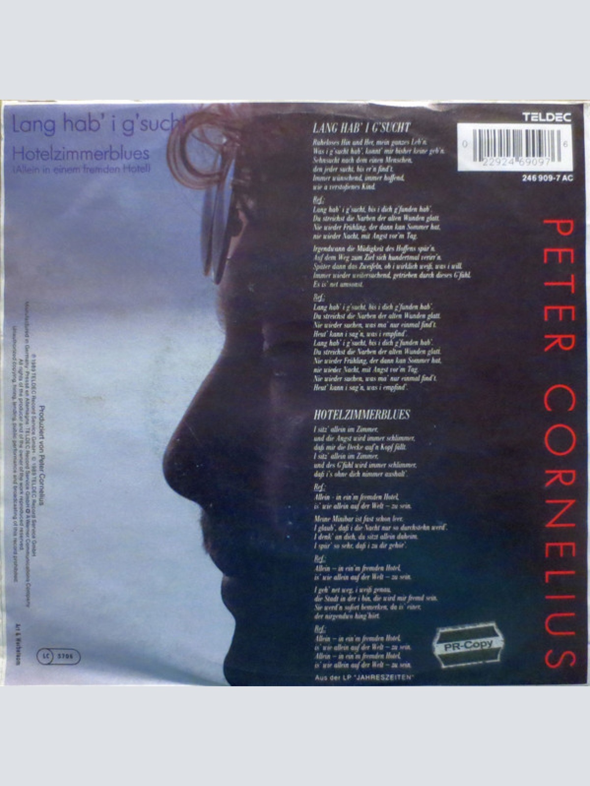 Vinyl / Peter Cornelius - Lang Hab' I G'sucht