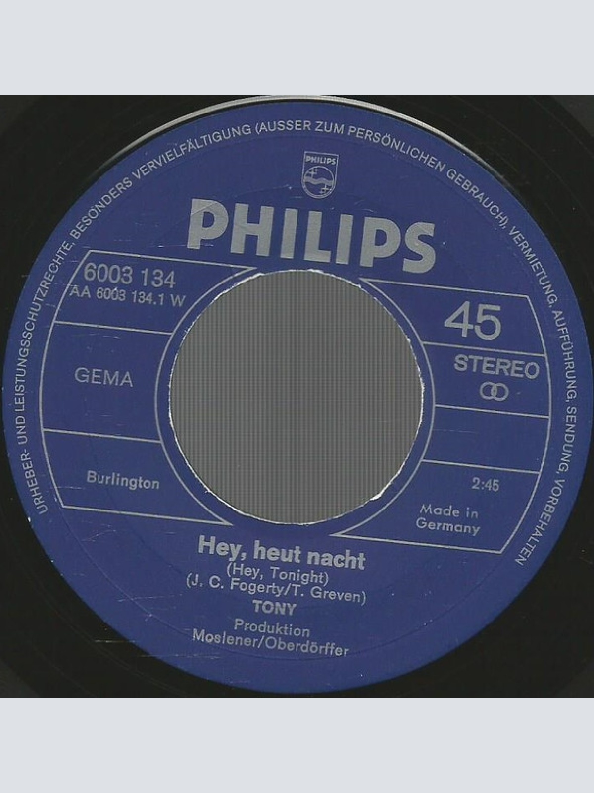 Vinyl / Tony (9) - Hey, Heut' Nacht (Hey Tonight)