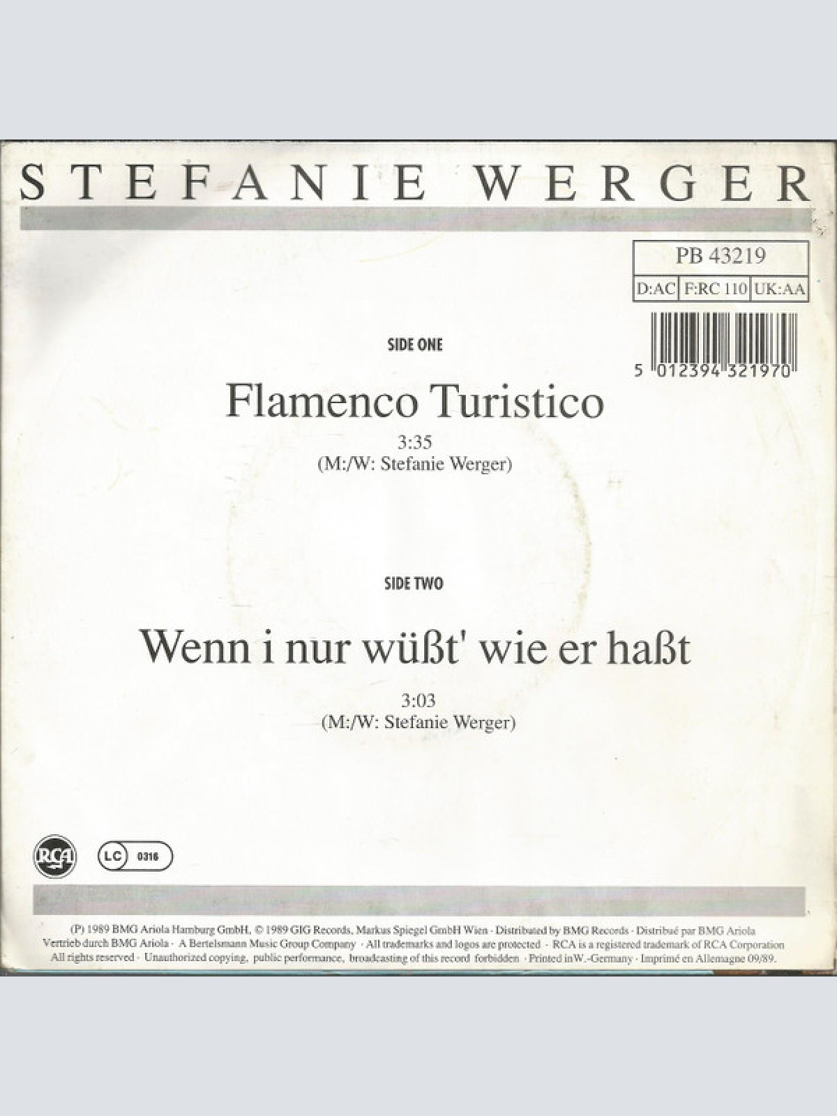 Vinyl / Stefanie Werger - Flamenco Turistico