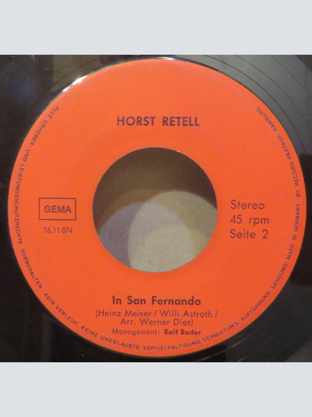 Vinyl / Horst Retell - Moni / In San Fernando
