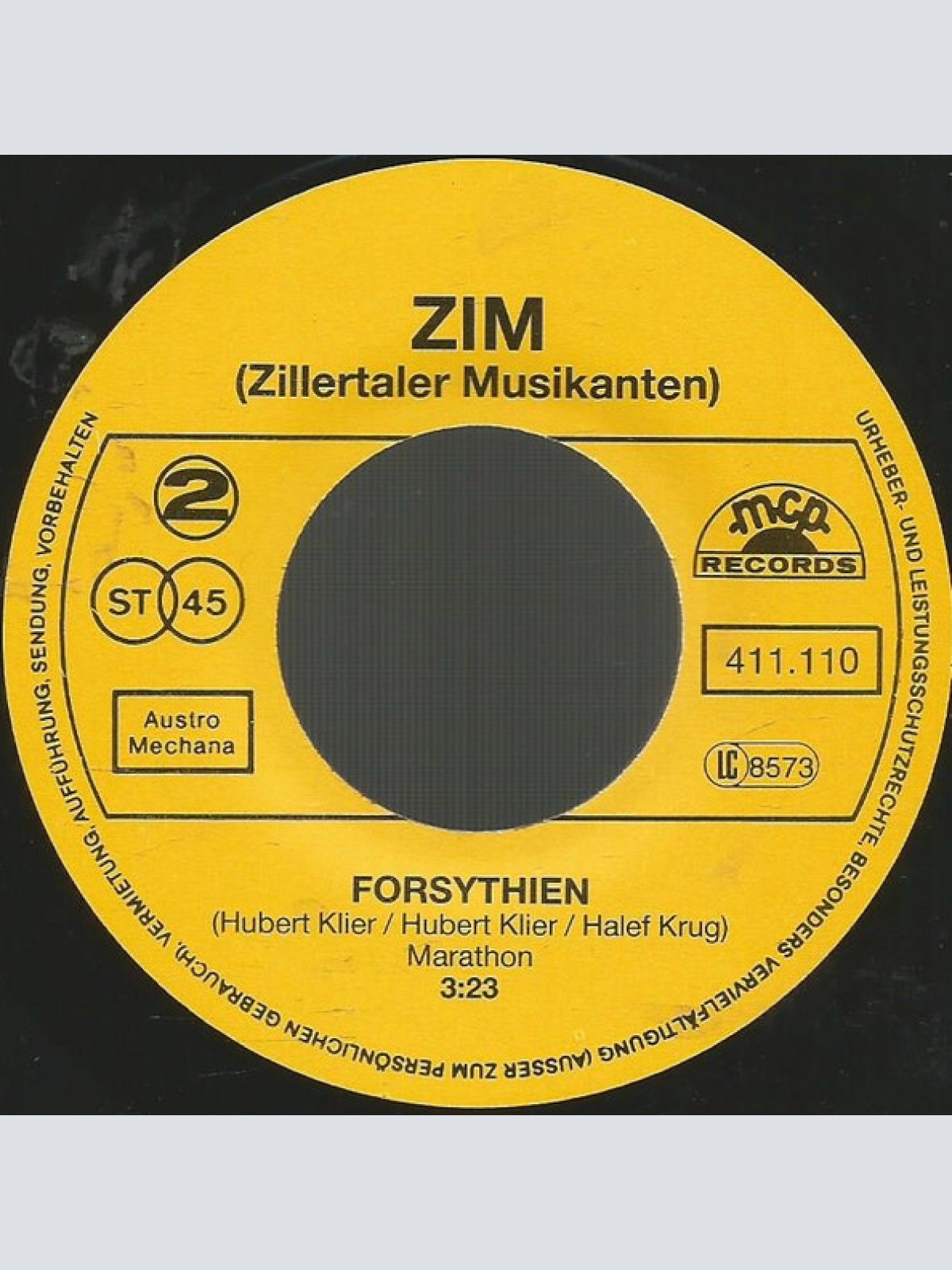 Vinyl / Zillertaler ZIM Musikanten* - Mach' Deine Augen Zu / Forsythien