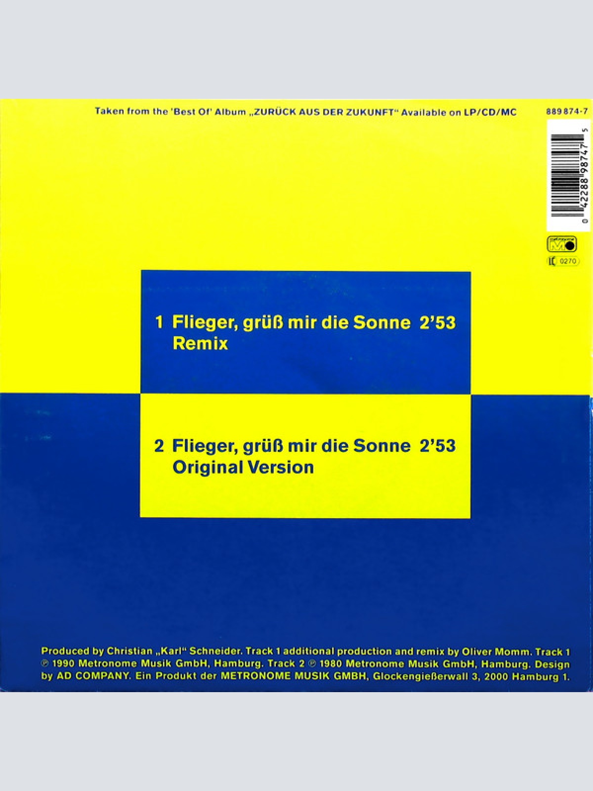 Vinyl / Extrabreit - Flieger, Grüss Mir Die Sonne (Remix 90)