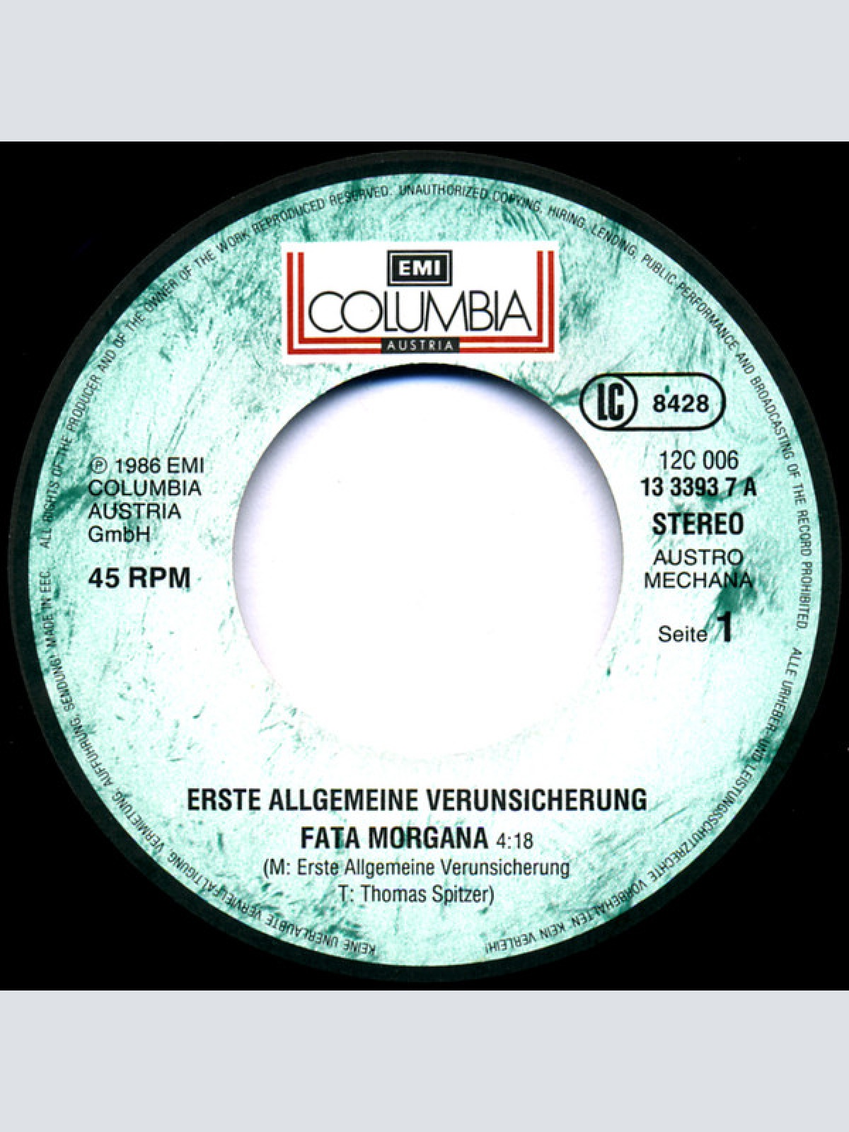 Vinyl / Erste Allgemeine Verunsicherung* - Fata Morgana