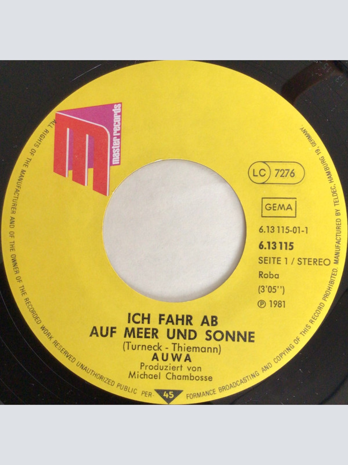 Vinyl / Auwa (2) - Ich Fahr Ab Auf Meer Und Sonne
