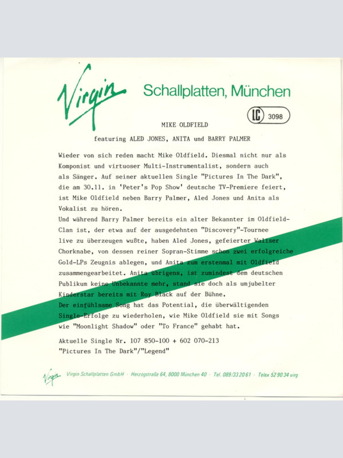 Vinyl / Mike Oldfield - Pictures In The Dark