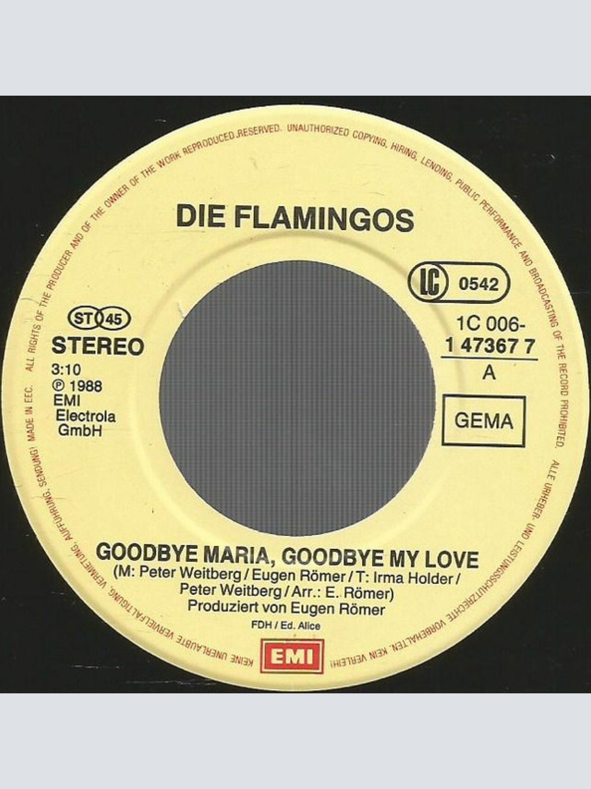 Vinyl / Die Flamingos* - Goodbye Maria, Goodbye My Love