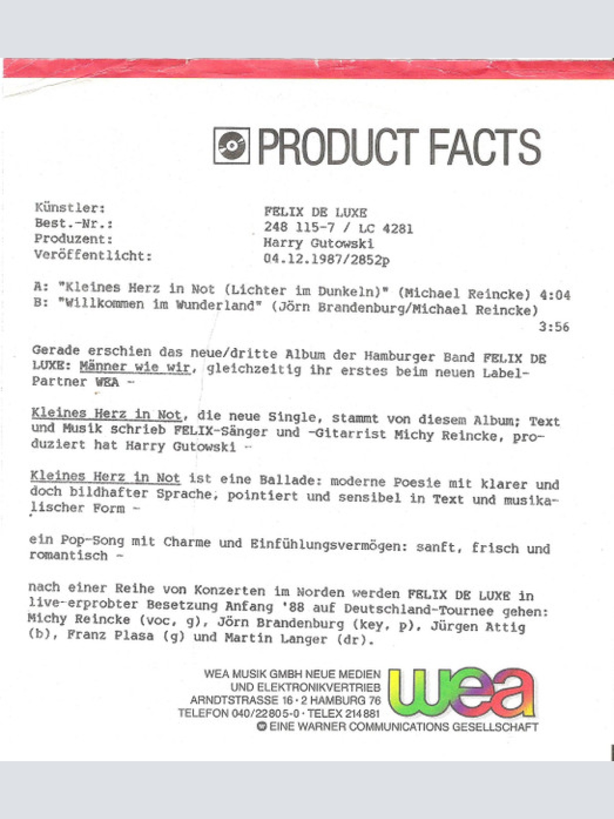 Vinyl / Felix De Luxe - Kleines Herz In Not