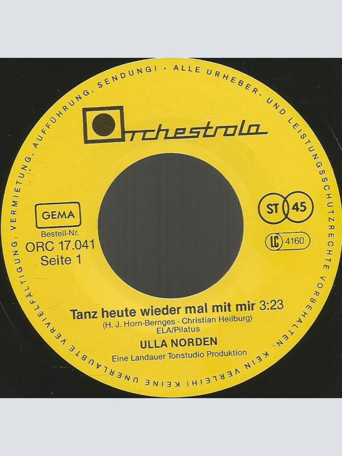 Vinyl / Ulla Norden - Tanz Heute Wieder Mal Mit Mir / Leben, Um Dich Zu Lieben