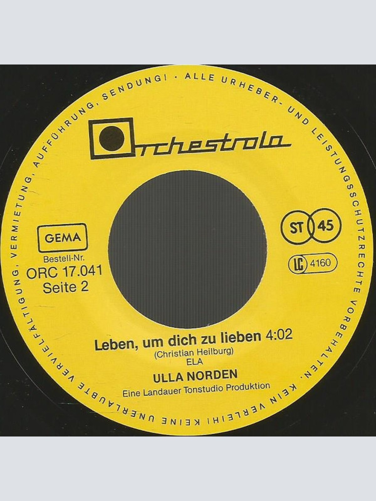 Vinyl / Ulla Norden - Tanz Heute Wieder Mal Mit Mir / Leben, Um Dich Zu Lieben
