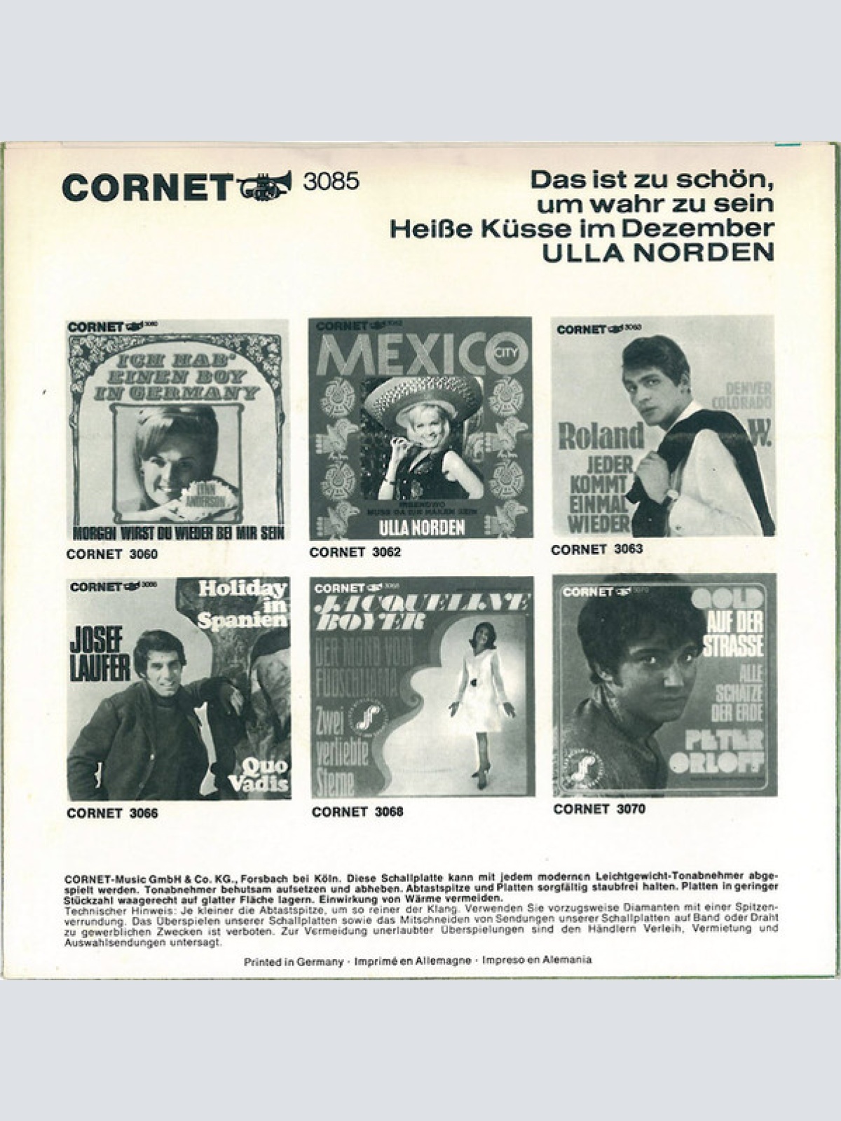 Vinyl / Ulla Norden - Das Ist Zu Schön, Um Wahr Zu Sein